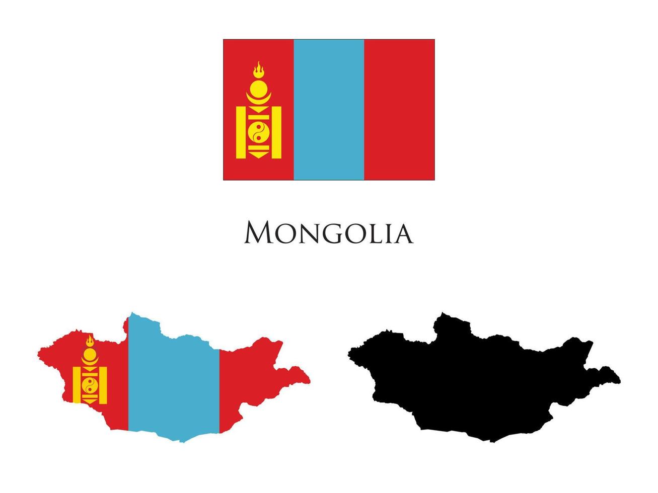 mongolia flag and map illustration vector