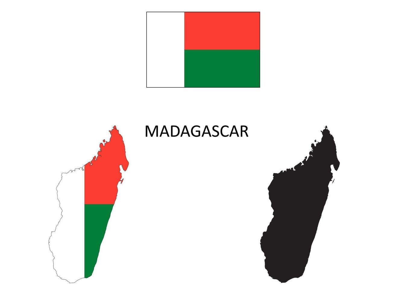 madagascar flag and map illustration vector