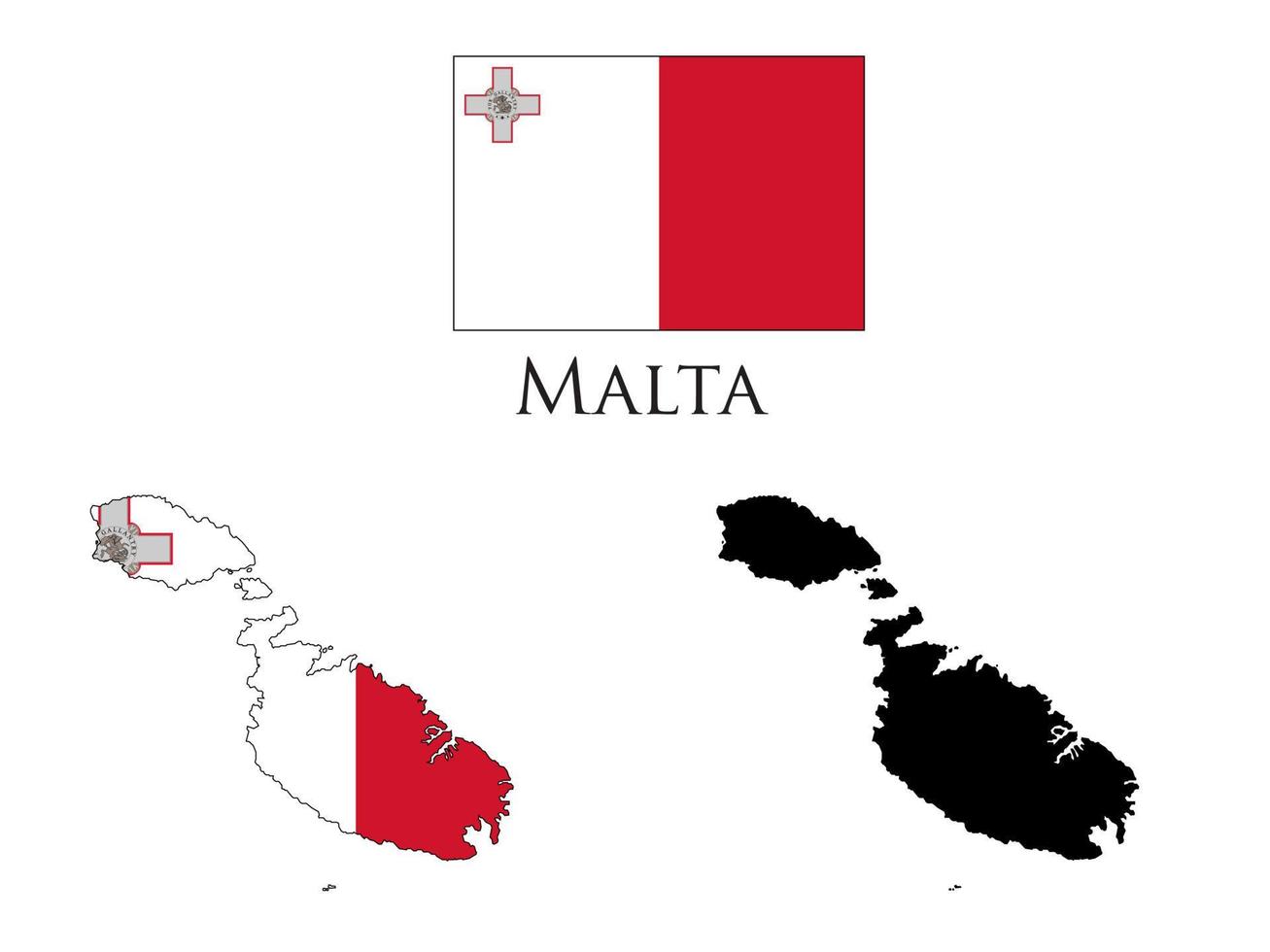 Malta bandera y mapa ilustración vector