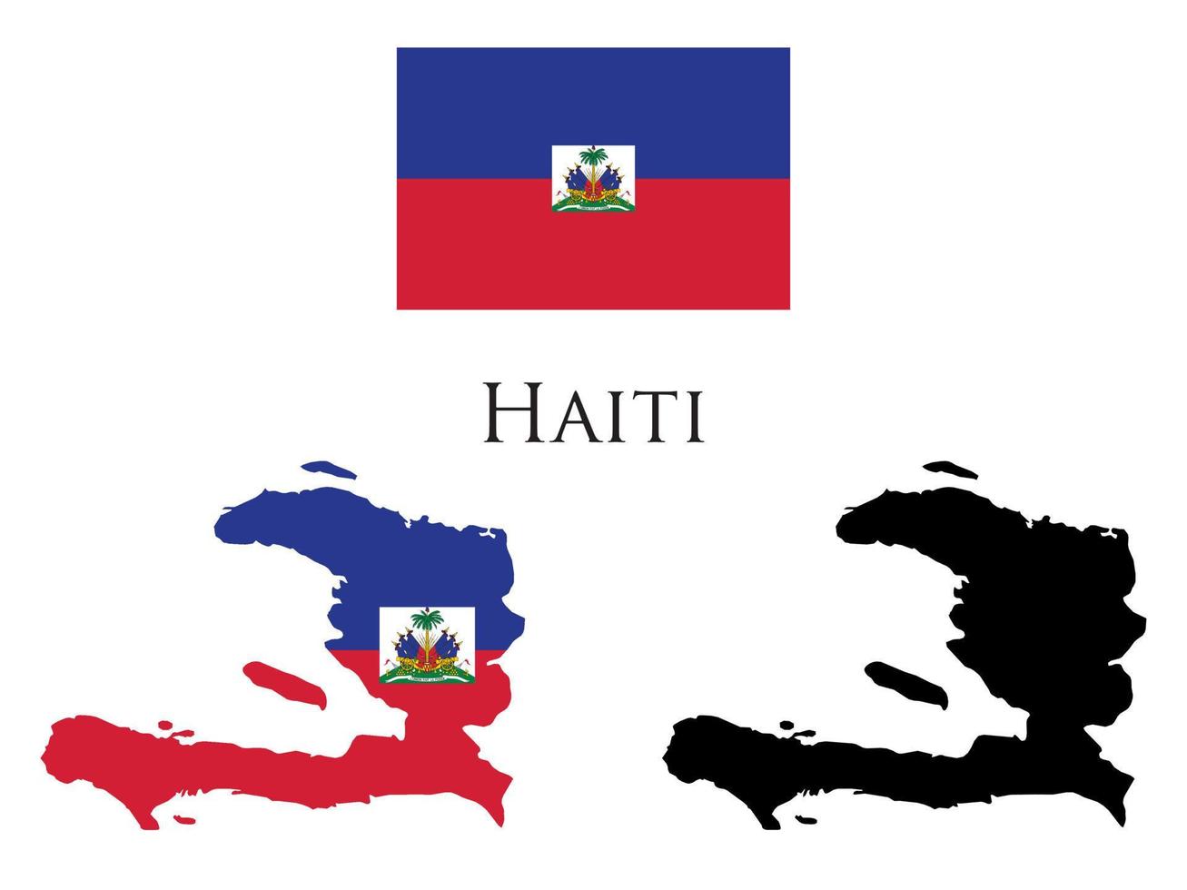 haiti flag and map vector