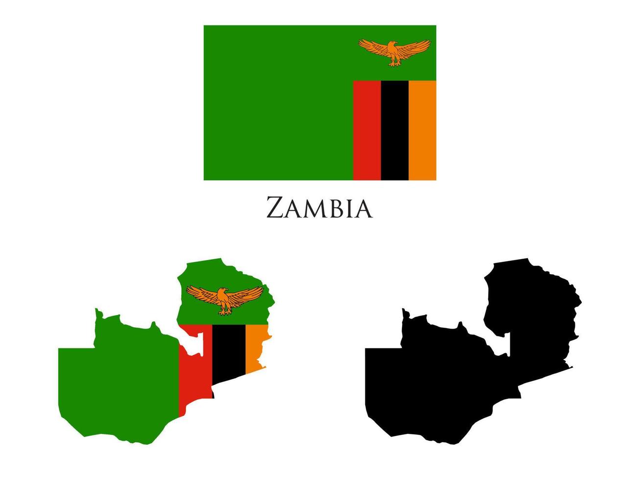 zambia Flag and map illustration vector