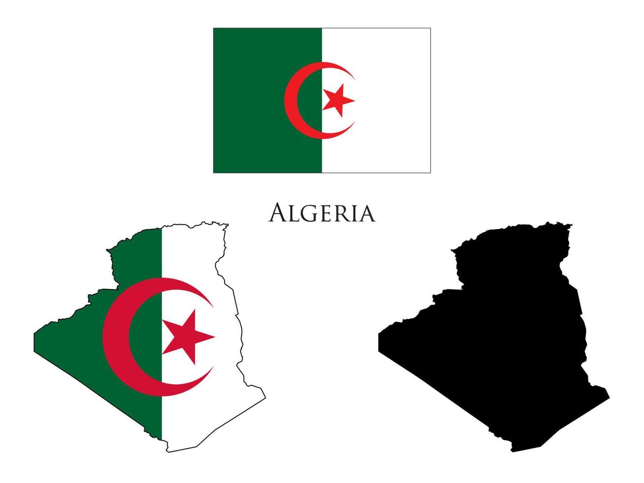 algeria Flag and map illustration vector