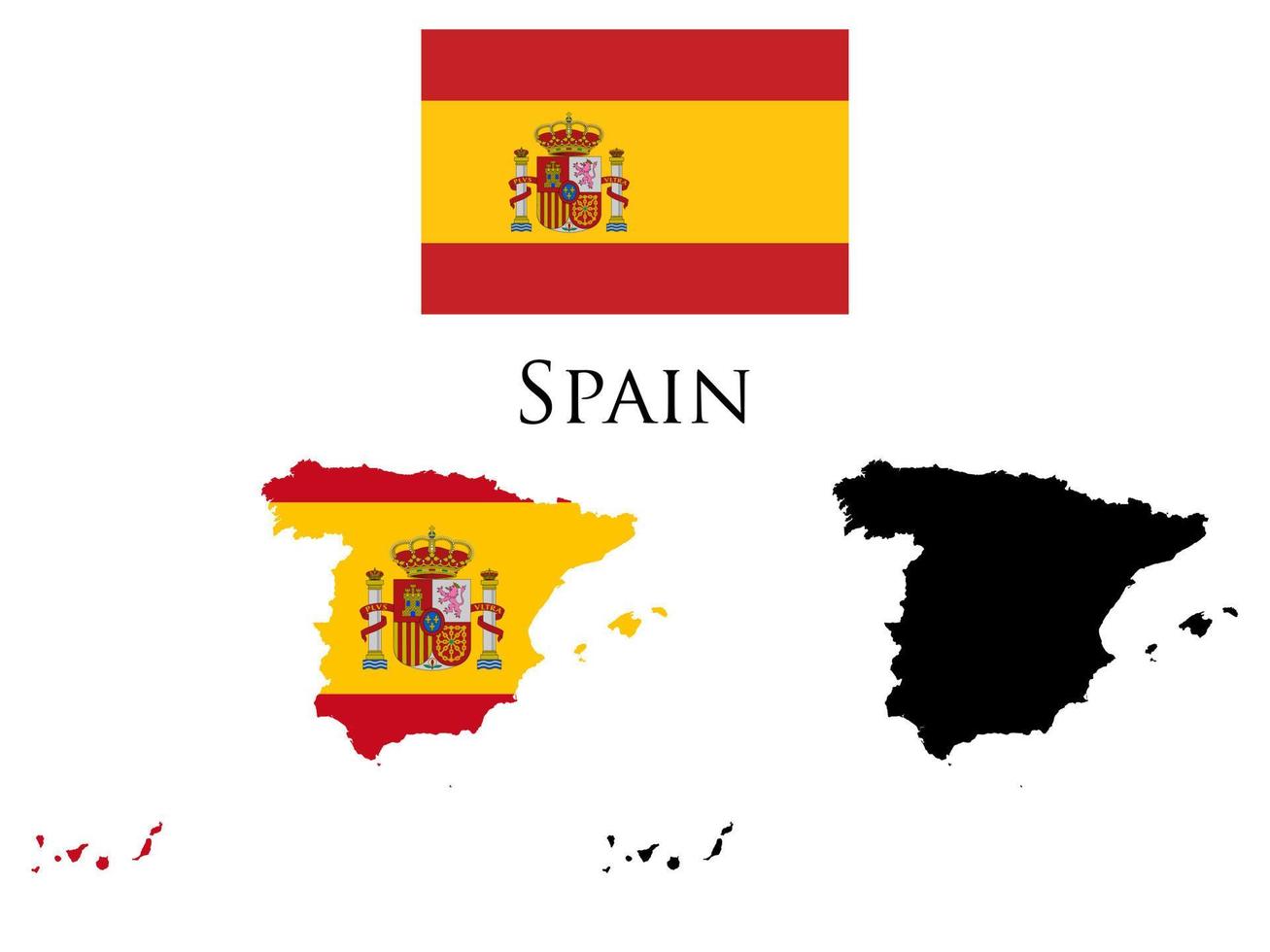 Spain flag and map illustration vector