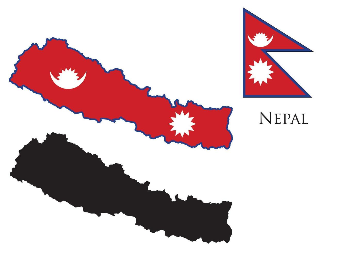 Nepal bandera y mapa ilustración vector