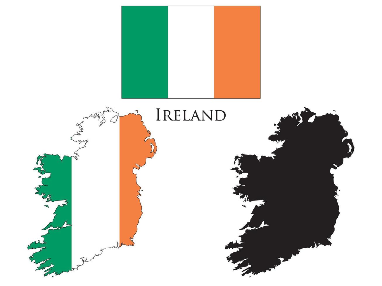 ireland Flag and map illustration vector