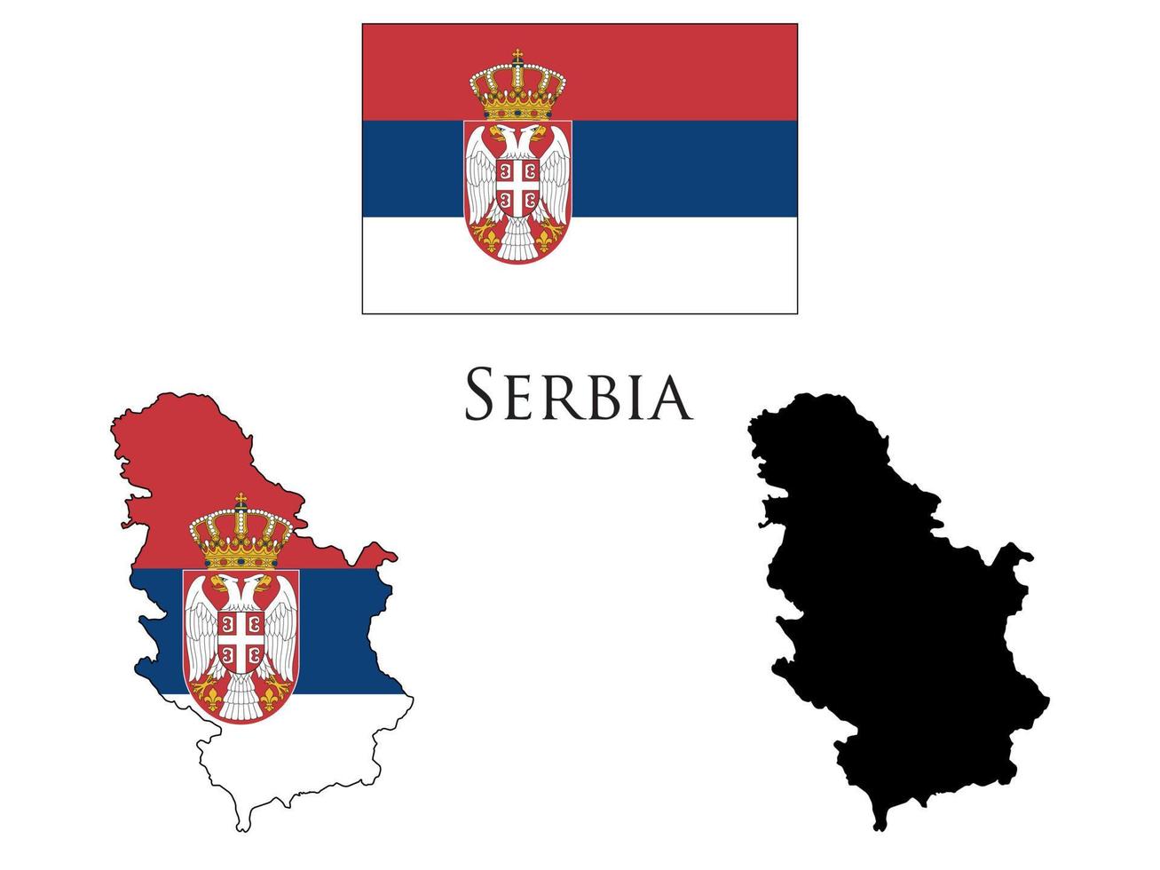 Serbia flag and map illustration vector