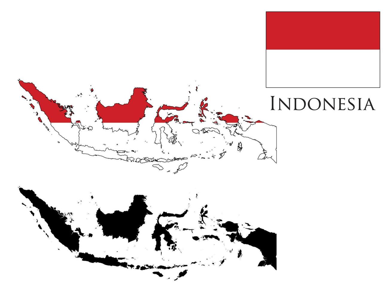 indonesia Flag and map illustration vector