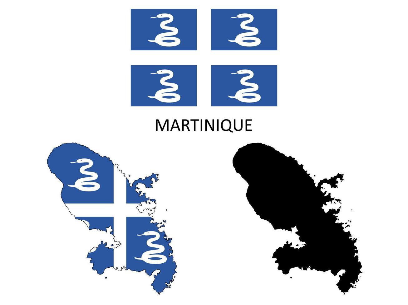 martinique flag and map illustration vector