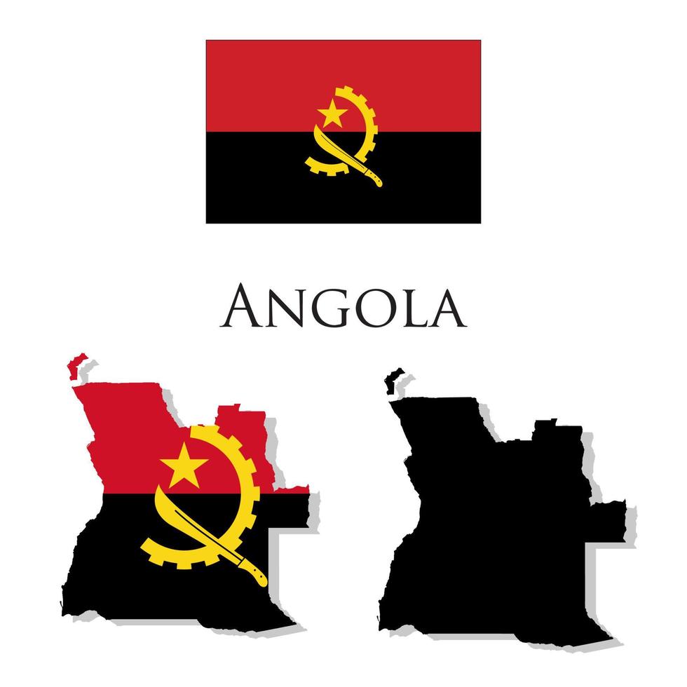 angola flag and map illustration vector