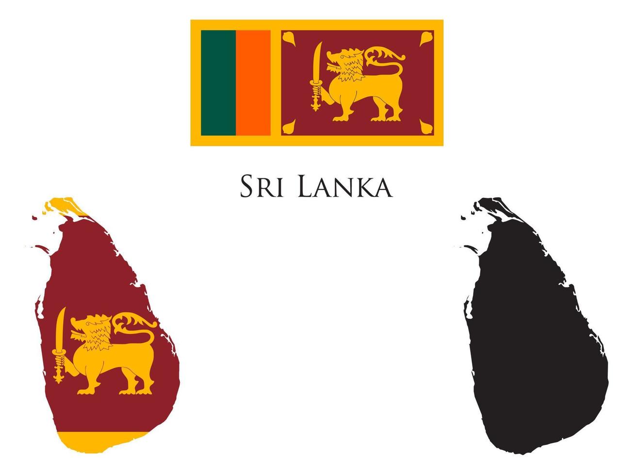 sri lanka Flag and map illustration vector