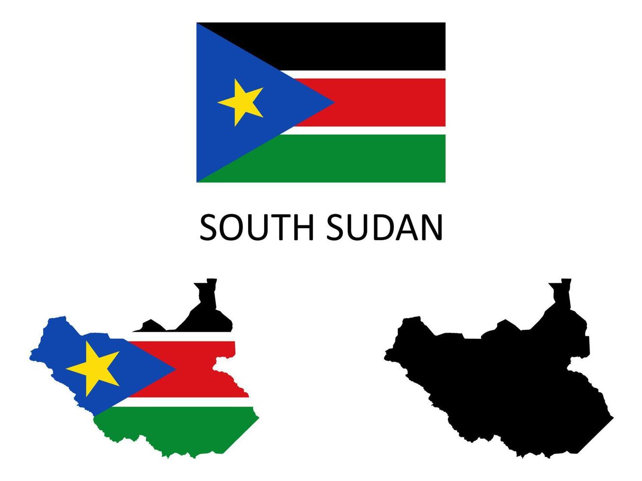 South Sudan flag and map illustration vector