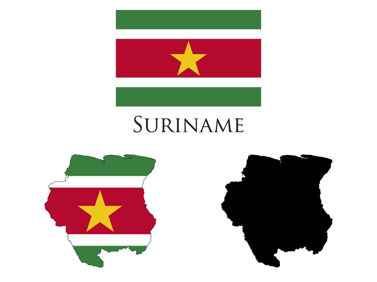 suriname flag and map illustration vector