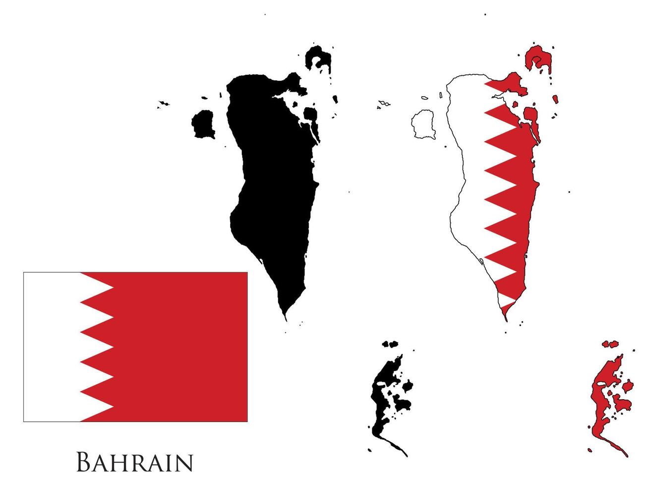 bahrain Flag and map illustration vector