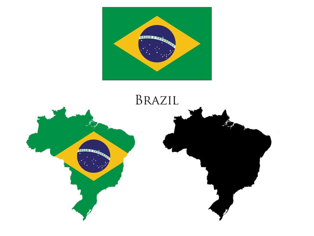 Brasil bandera y mapa ilustración vector