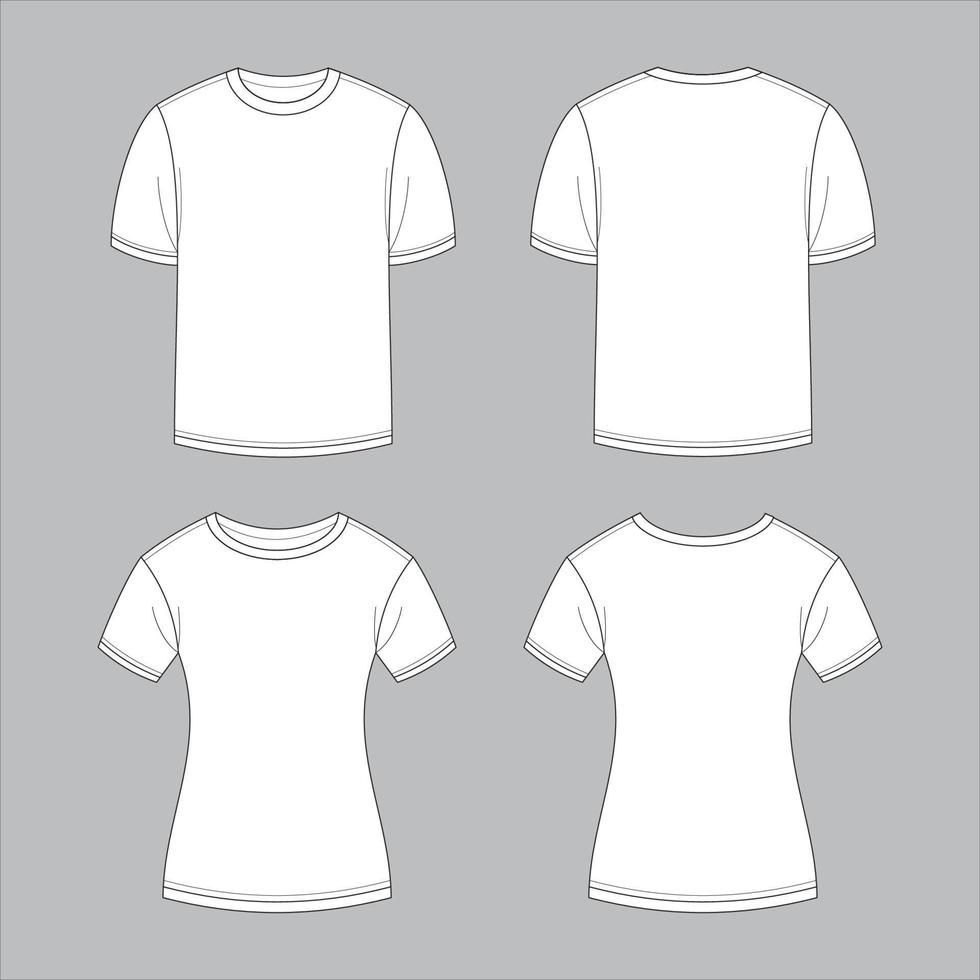 White T-shirt Outline Mock Up vector