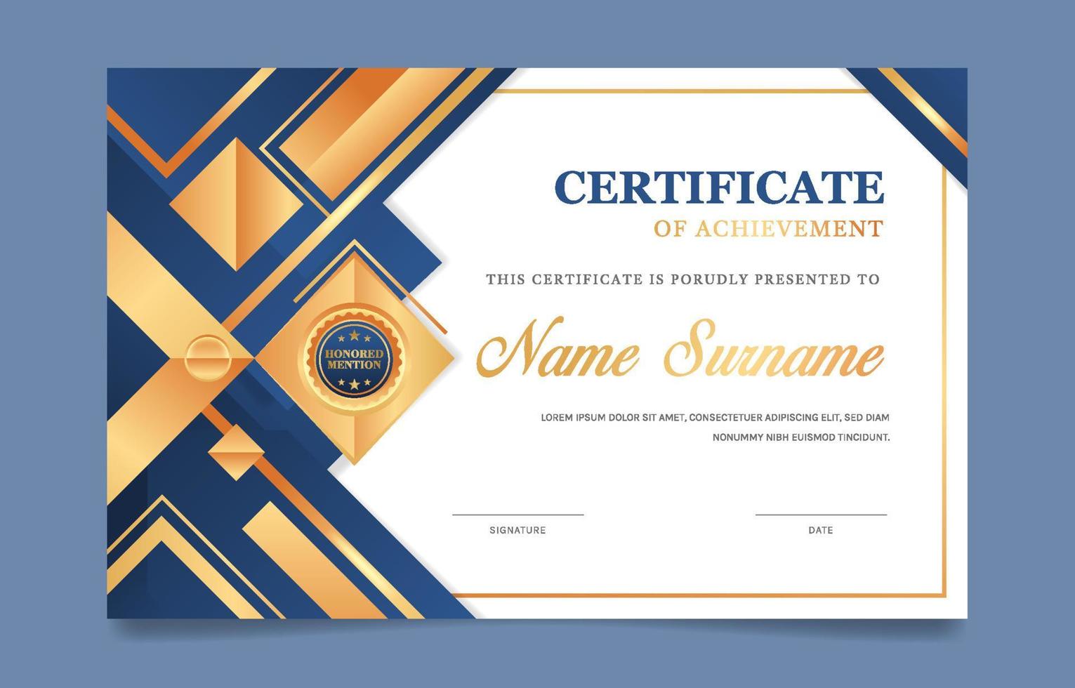 Profesional Blue Certificate vector
