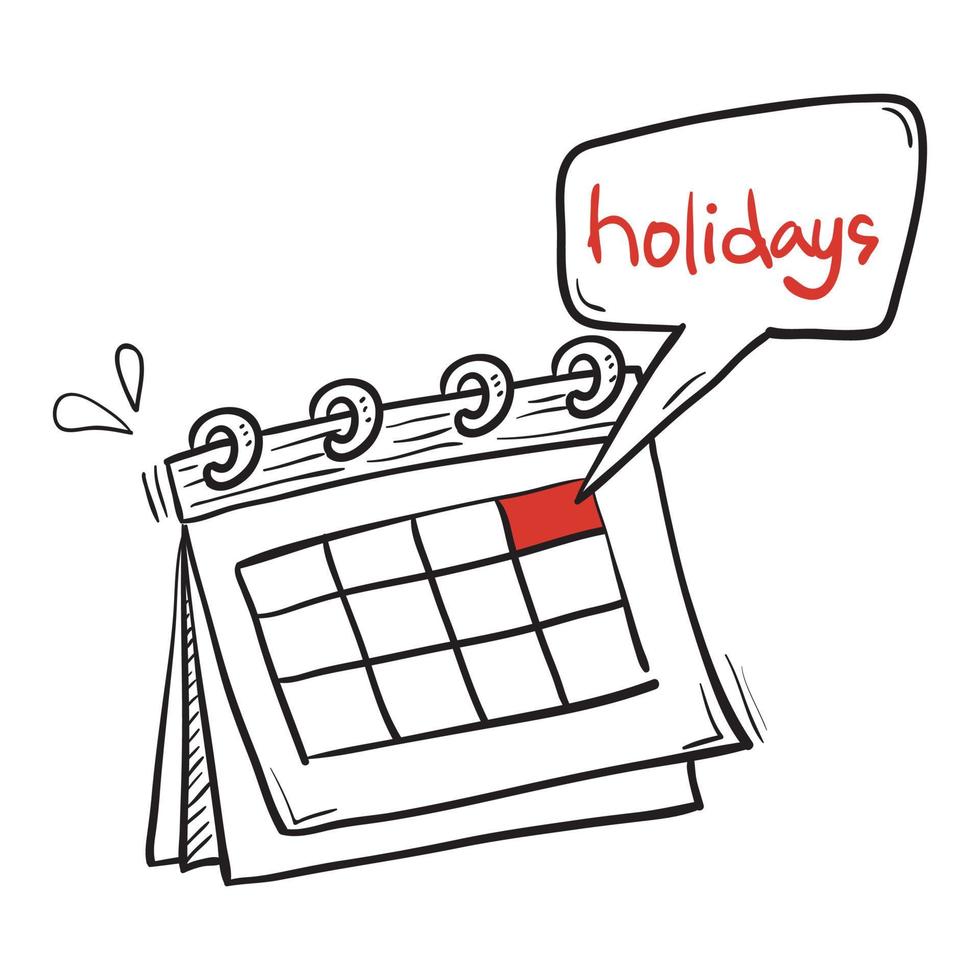 hand drawn doodle folding calendar with cartoon art style vector isolated