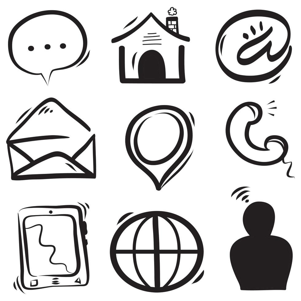 hand drawn doodle contact icon illustration vector isolated background