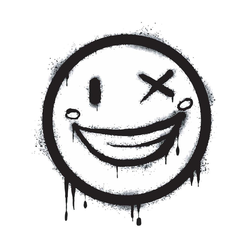 Spray Painted Graffiti smiling face emoticon isolated on white ...