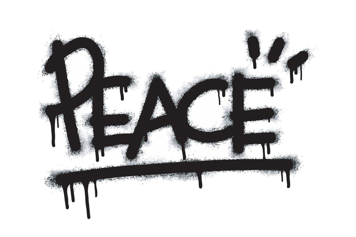 pintura en aerosol graffiti símbolo de la paz en negro sobre blanco. gotas rociadas del logotipo del símbolo de paz. aislado sobre fondo blanco. ilustración vectorial vector