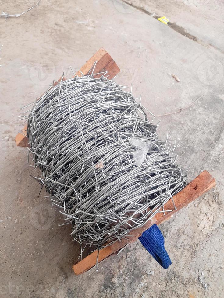 one roll of barbed wire to be installed photo