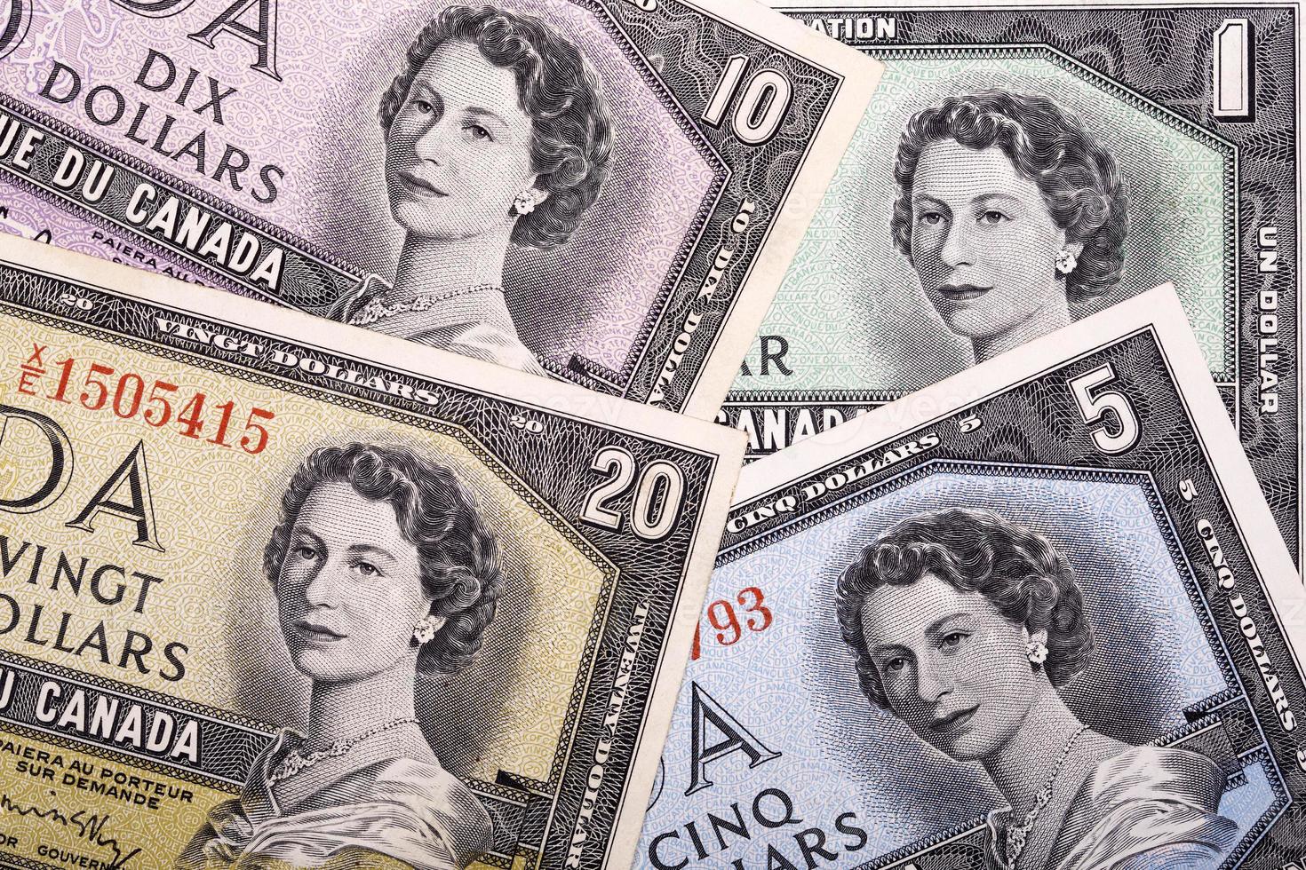 Old Canadian money a business background photo