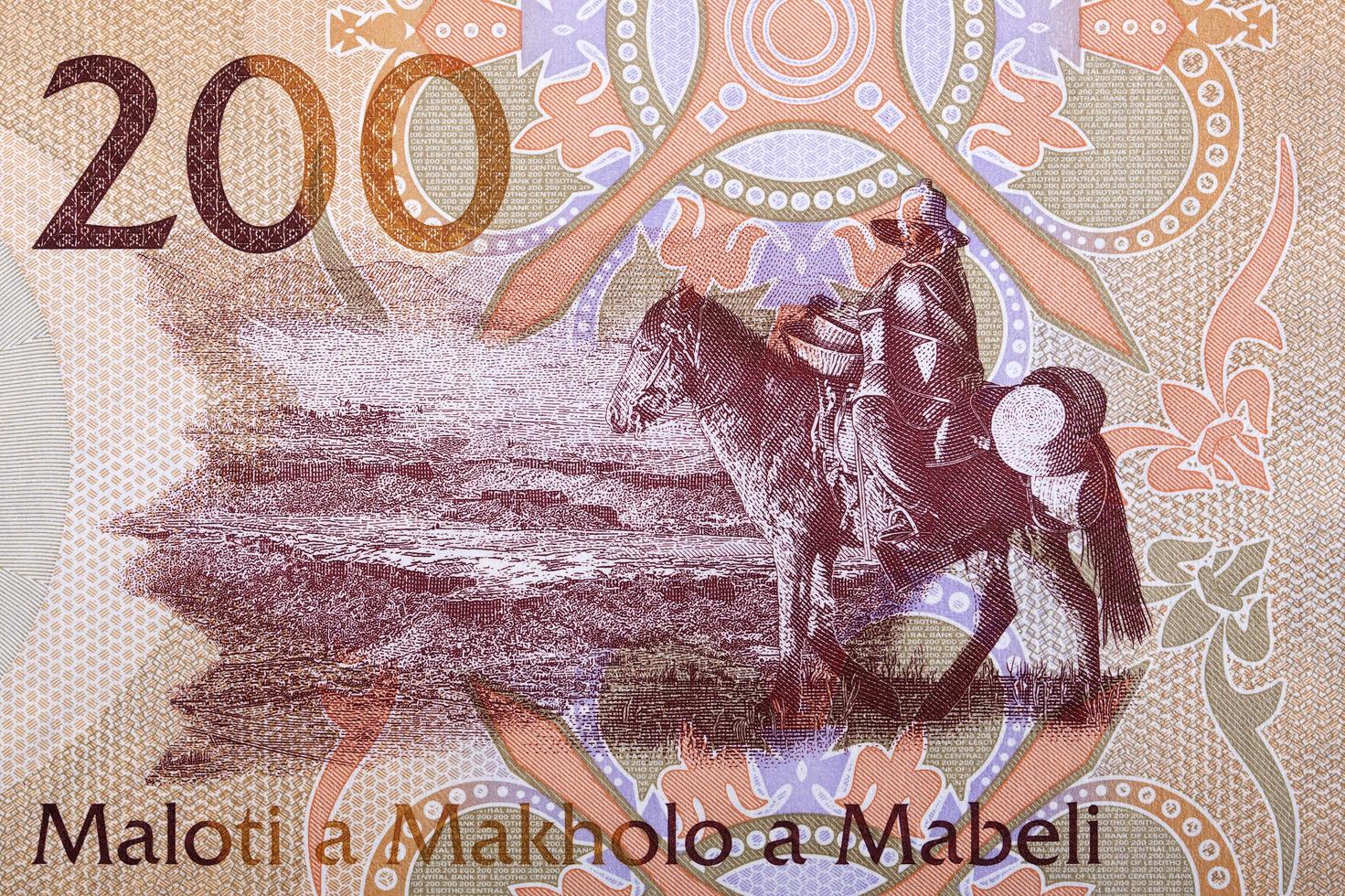 Man on horseback from banknotes of Lesotho photo