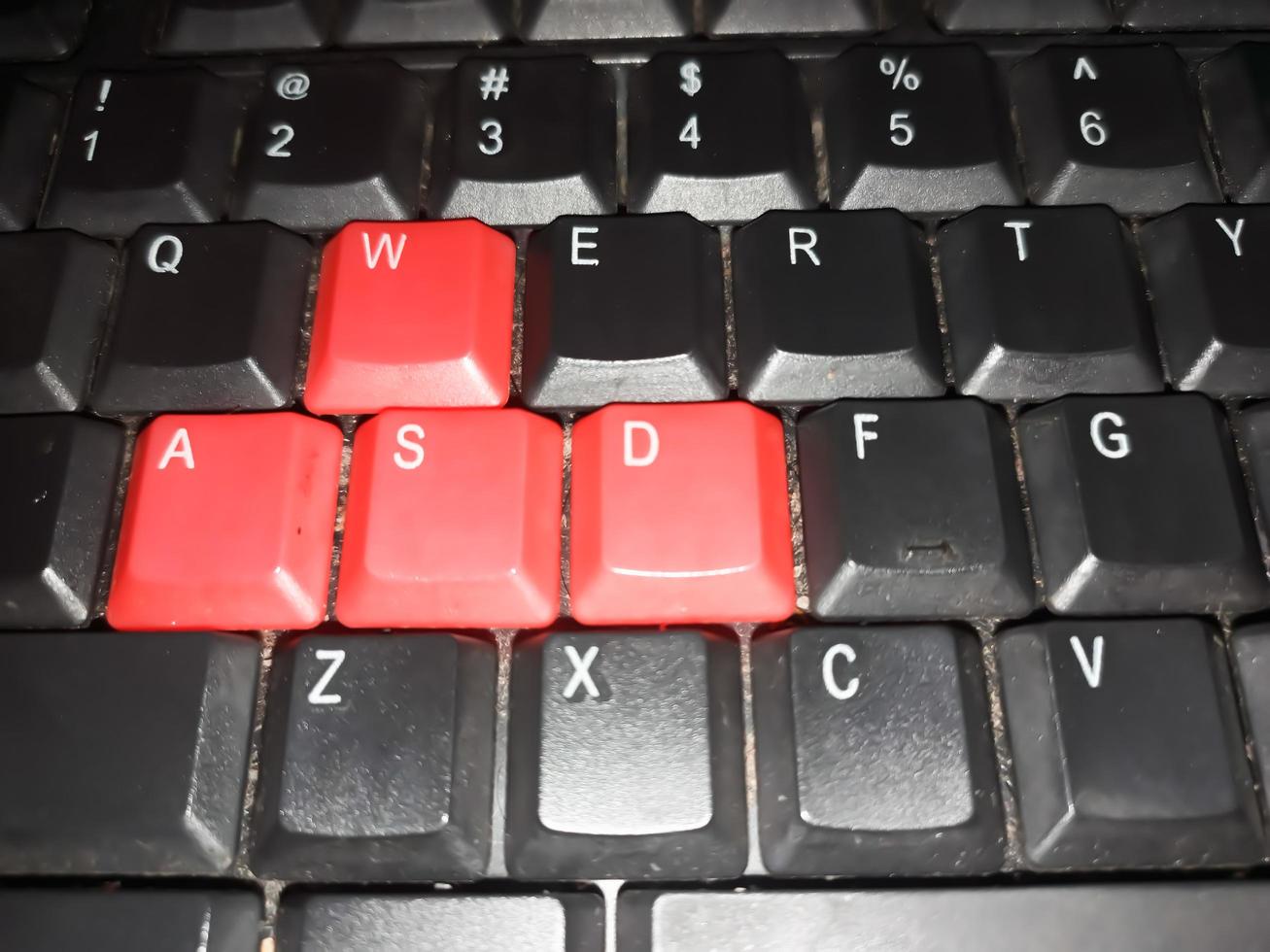 old mechanical keyboard with red buttion photo