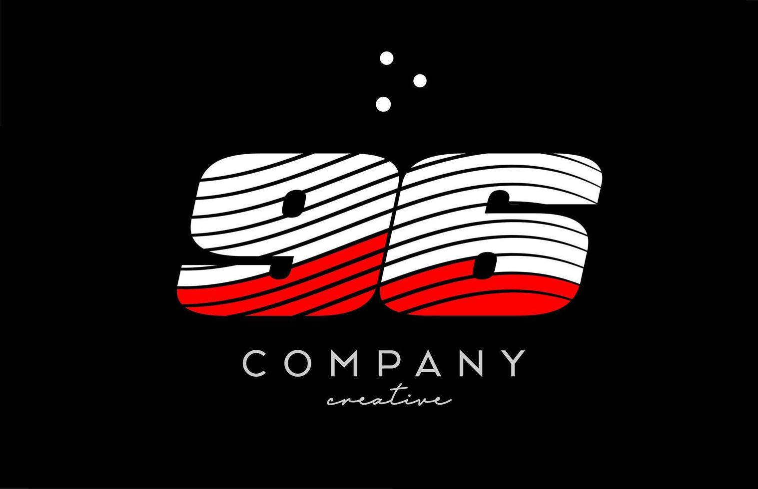 96 número logo con rojo blanco líneas y puntos corporativo creativo modelo diseño para negocio y empresa vector
