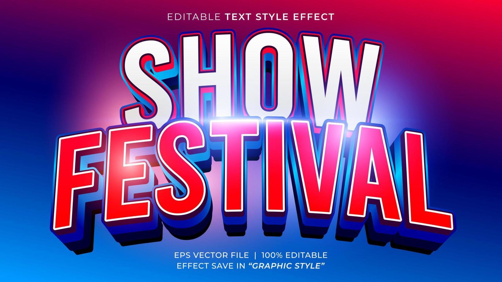 Show festival 3D editable text effect template vector