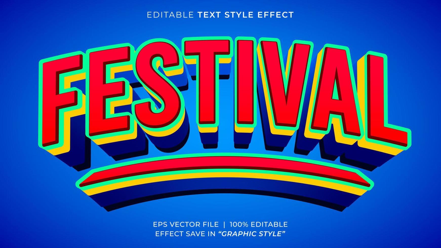 Festival 3D editable text effect template vector