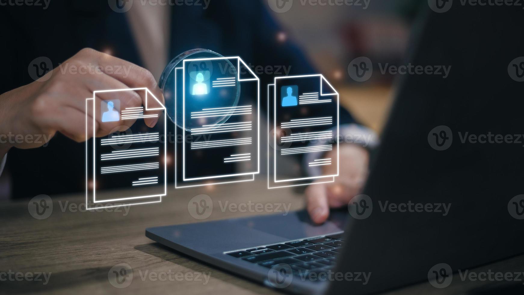 Human Resources HR management Recruitment Employment Headhunting Concept, Human Resources to search and select job applicants The process of selecting people to join the work of HR. photo