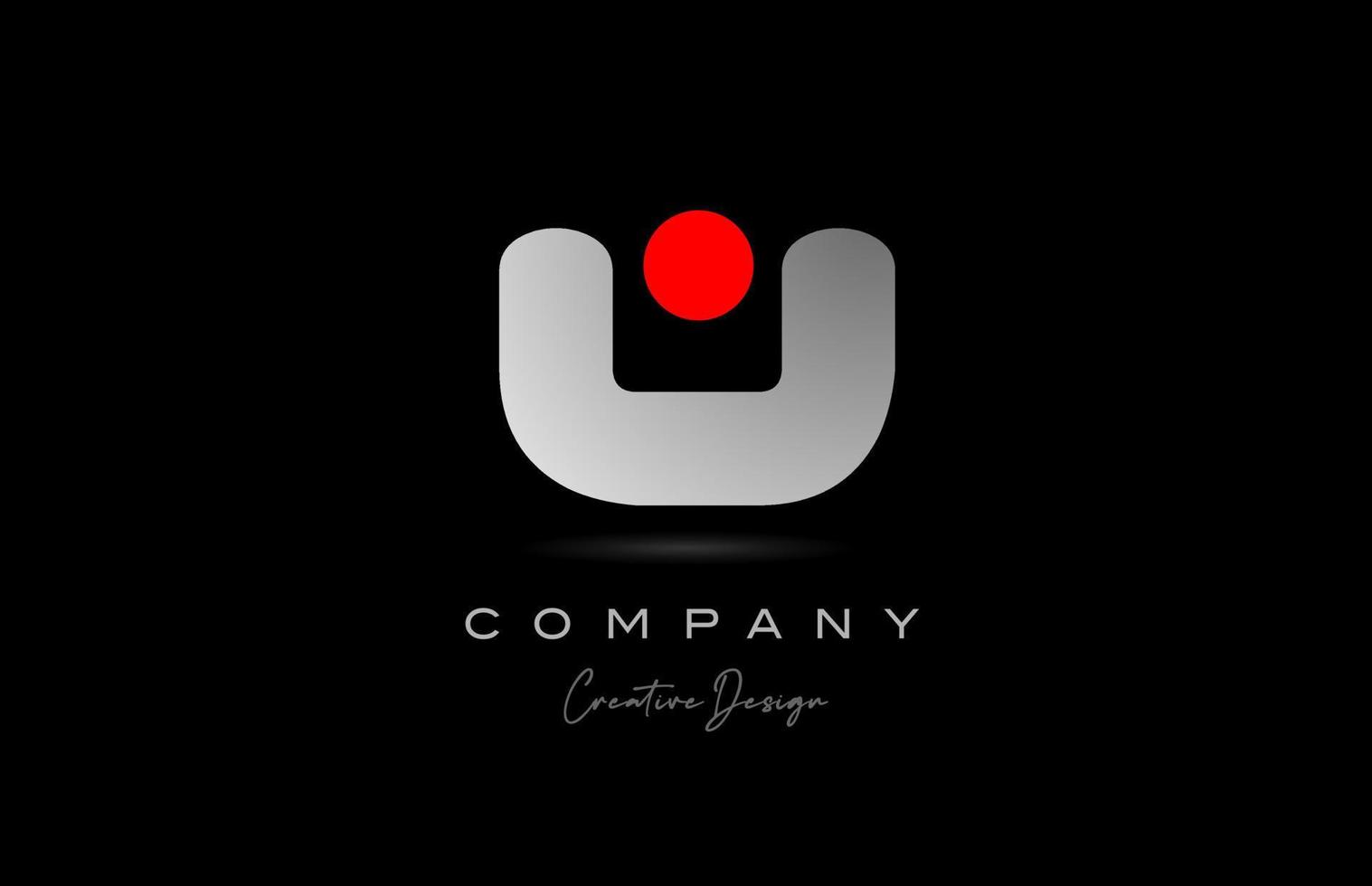 red grey U alphabet letter logo icon design with dot. Creative polygon template for business and company vector
