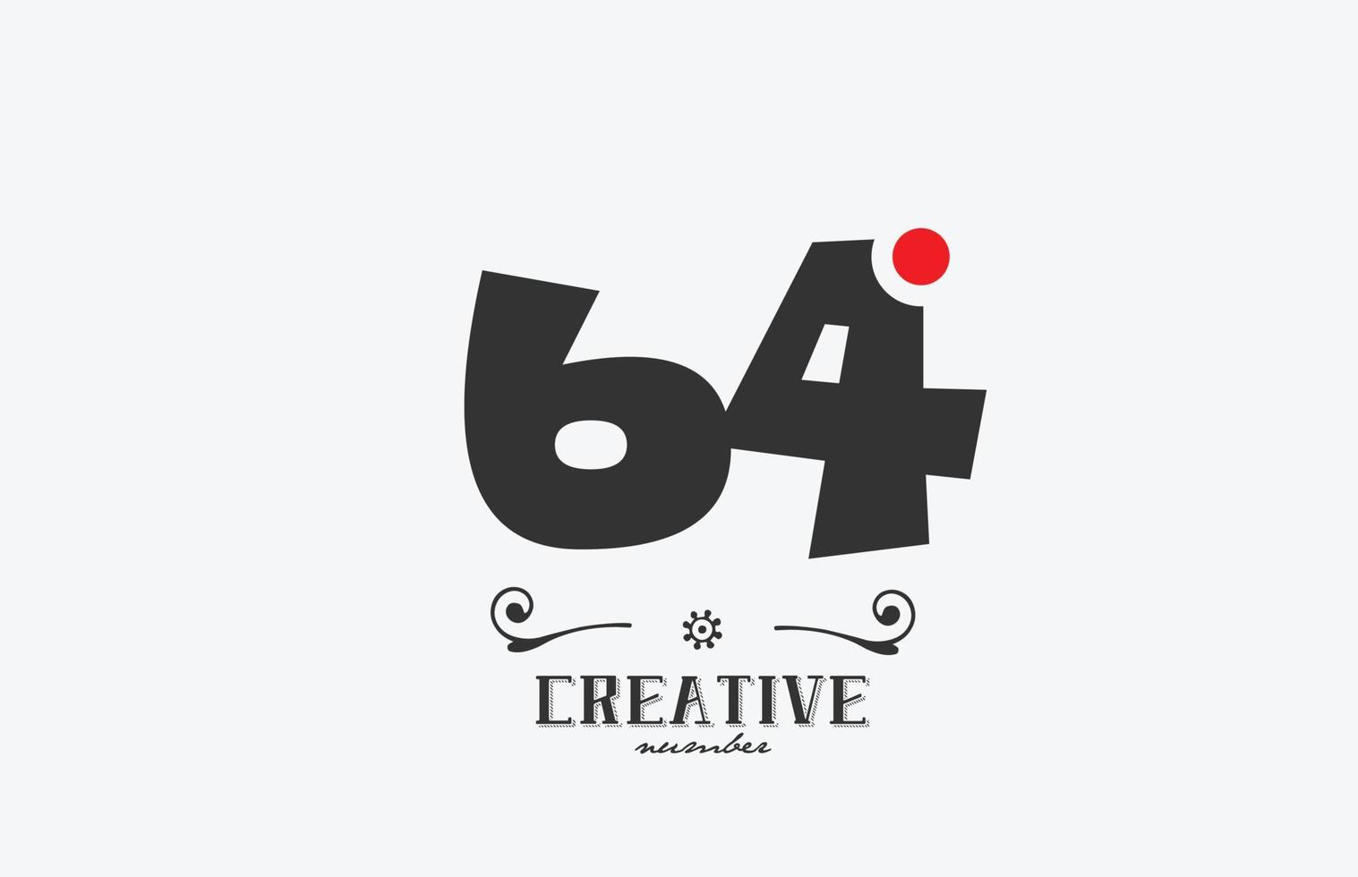 grey 64 number logo icon design with red dot. Creative template for company and business vector