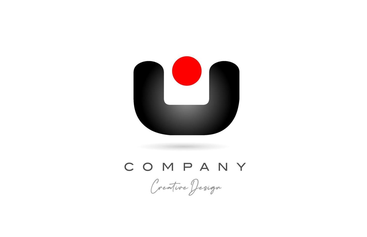 red black dot U alphabet letter logo icon design with gradient. Creative template for business and company vector