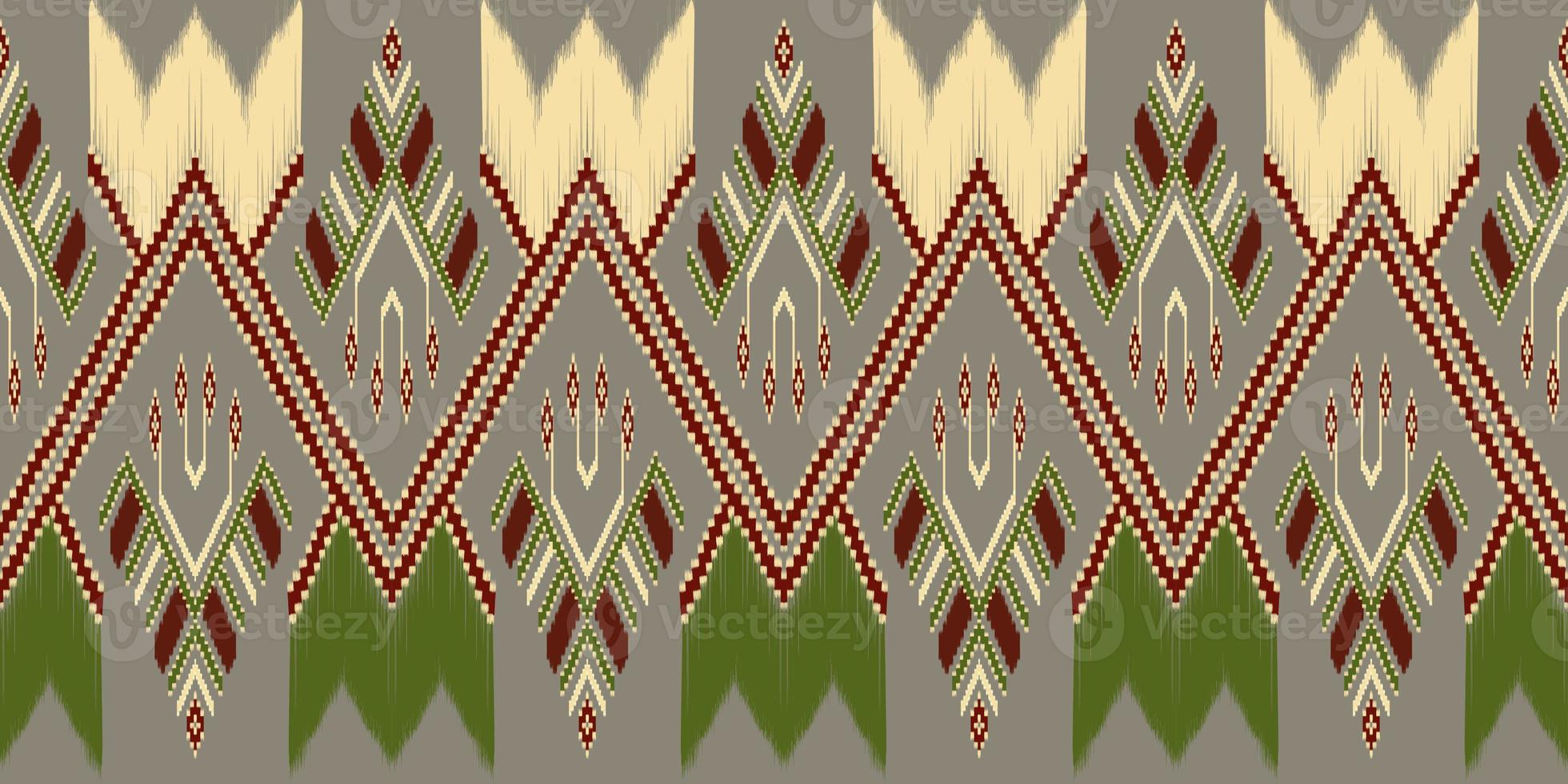 Beautiful colorful Thai knitted embroidery. geometric ethnic oriental pattern traditional on black background, Thai pattern culture, green stylem, clipping path include photo