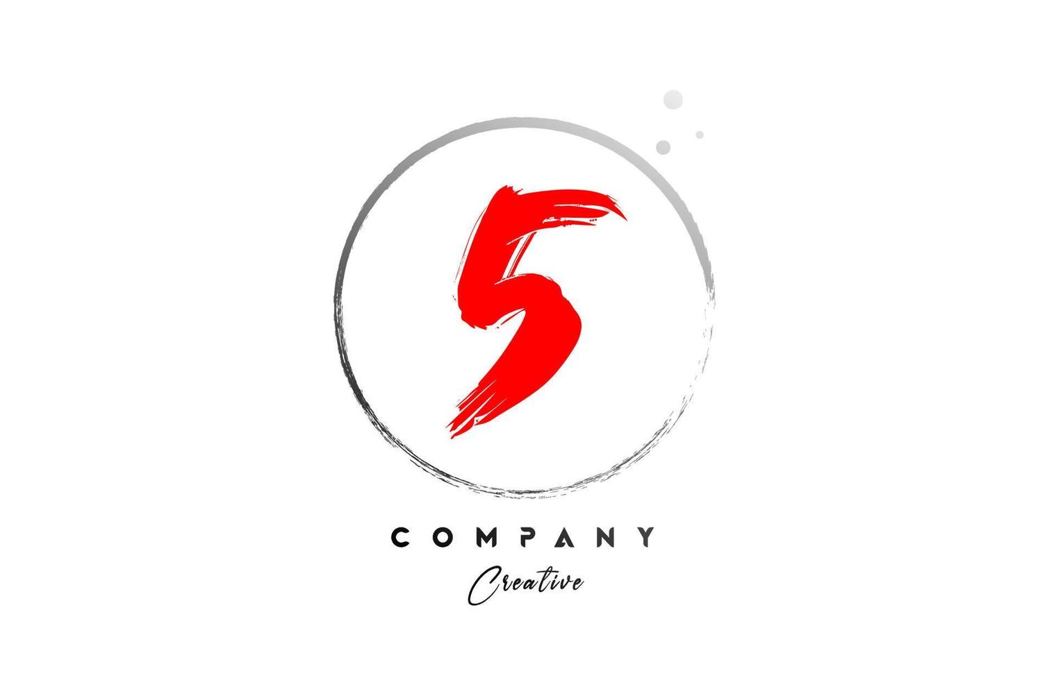 red grey 5 number letter logo icon design with dots and circle. Grunge creative gradient for business and company vector