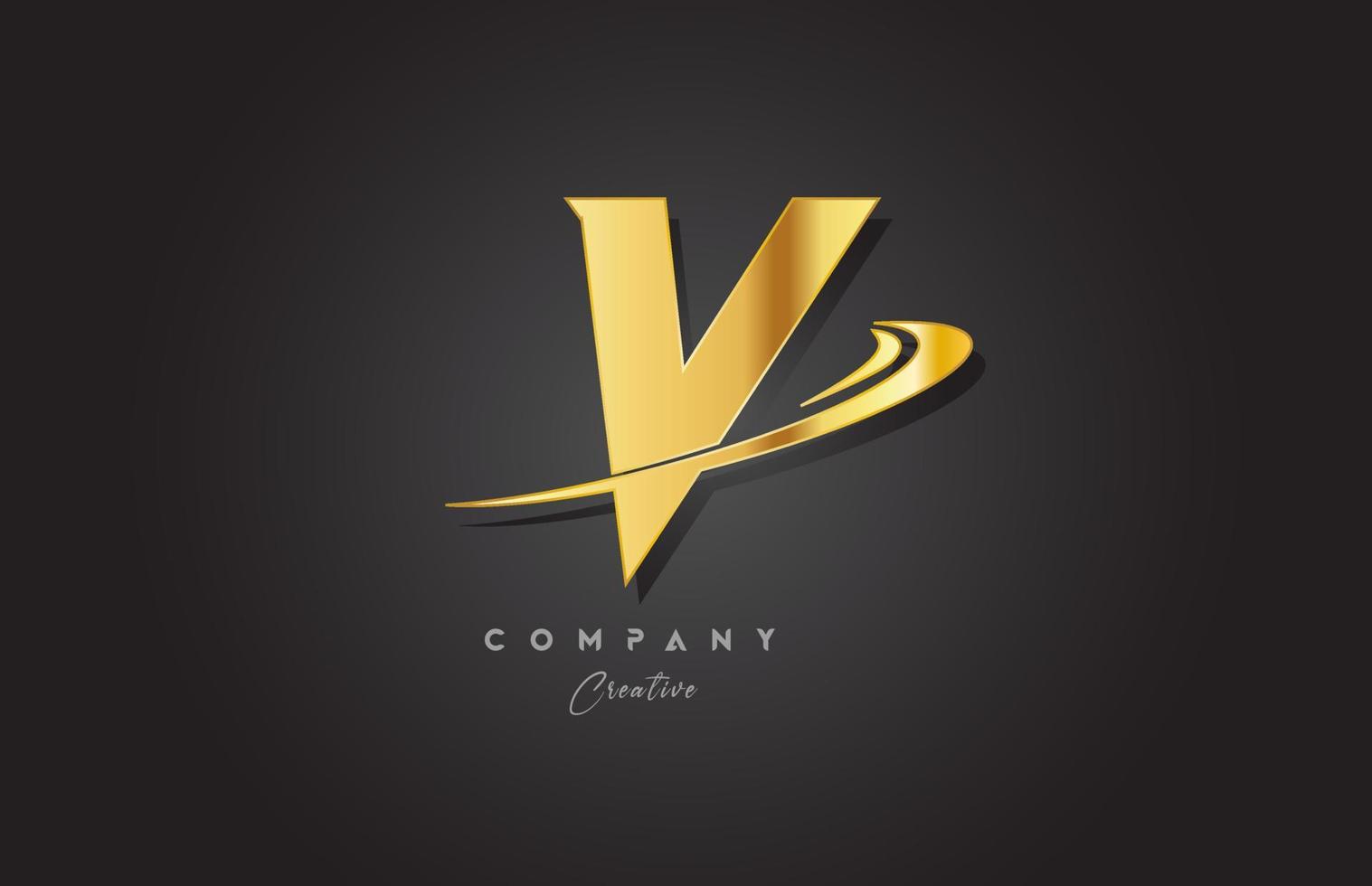 V golden alphabet letter logo icon design. Template for business and company with swoosh vector