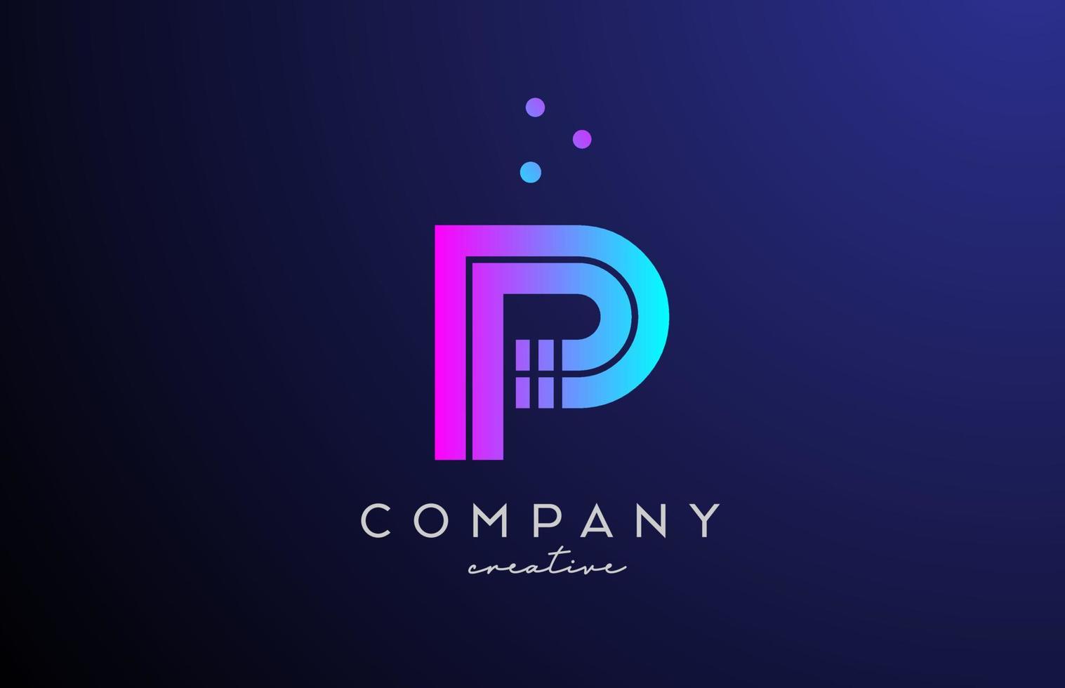 blue pink P alphabet letter logo with dots. Corporate creative template design for business and company vector