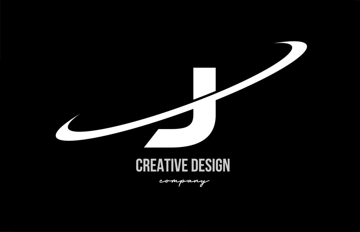 Black white J alphabet letter logo with big swoosh. Corporate creative template design for company and business vector