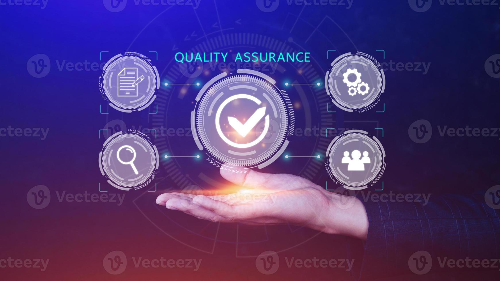 Quality Assurance Control Standards, Standards and Certification Concepts, Guaranteed Quality Guaranteed Service Standard Internet Technology Business Concept. photo