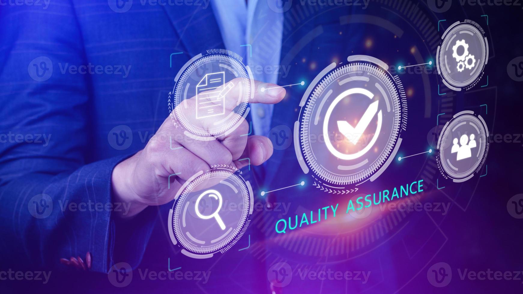 Quality Assurance Control Standards, Standards and Certification Concepts, Guaranteed Quality Guaranteed Service Standard Internet Technology Business Concept. photo