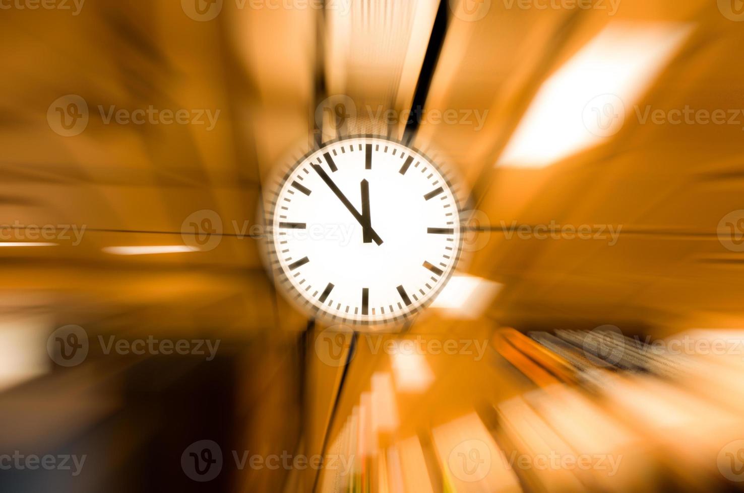 clock blurred ,conceptual image of time running or passing away effect  zoom out alarm clock to movements photo