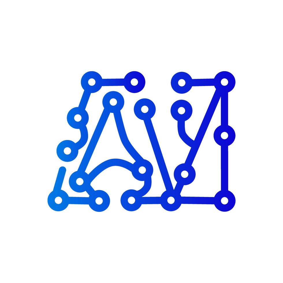 AI gradient icon. Arteficial intelligence in neuron immitation. Brain symbol logo. Futuristic technology element vector