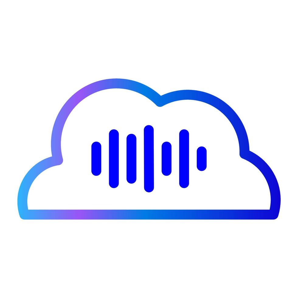 AI cloud music technology. Digitl line icon. Vector vocal remover logo. Arteficial intelligence equalizer bot