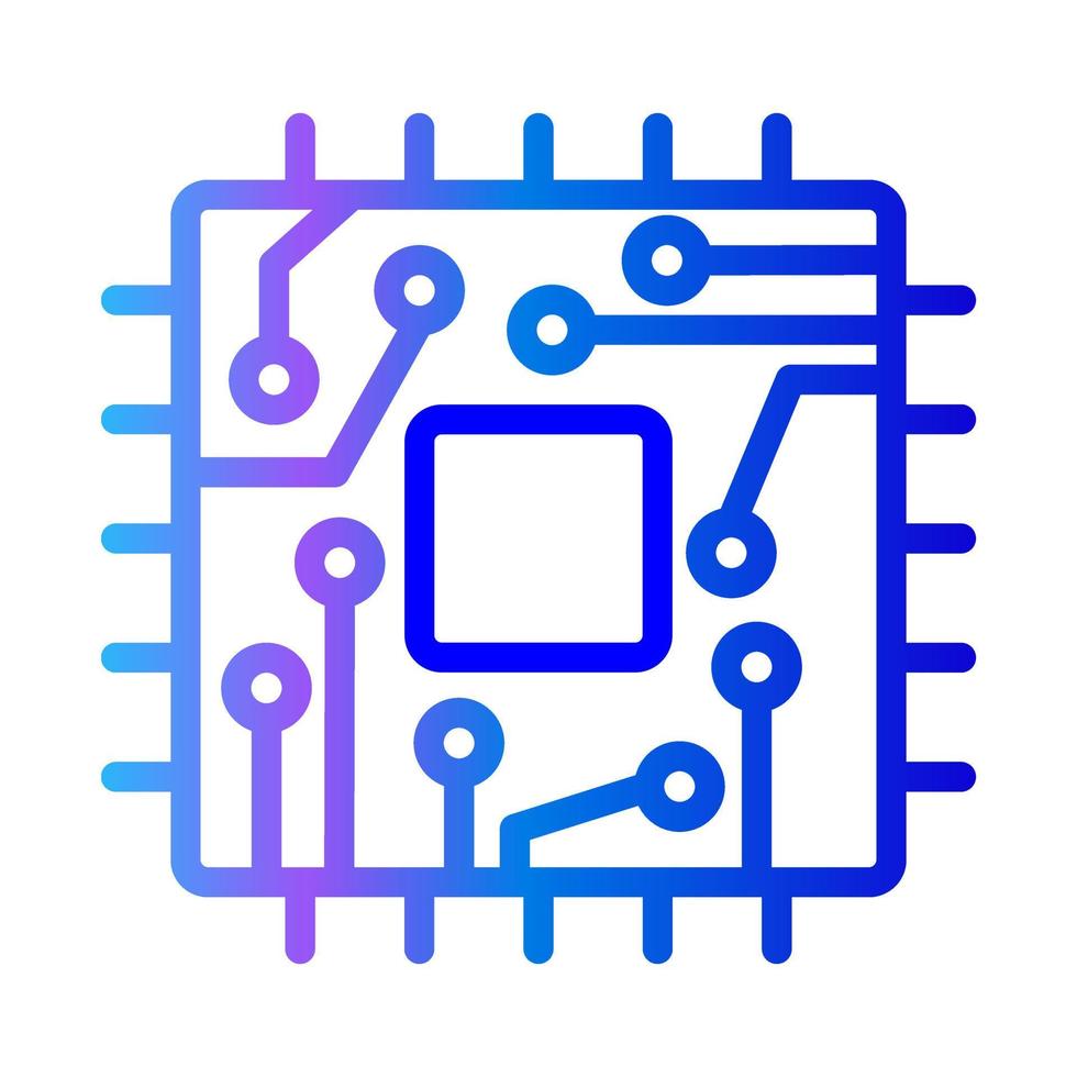 pastilla procesador degradado icono. vector símbolo de chip tecnología. electrónico digital núcleo componente. UPC logo