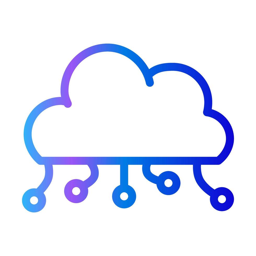 Modern minimal gradient linear design. Cloud processor icon. Smart futuristic technology vector