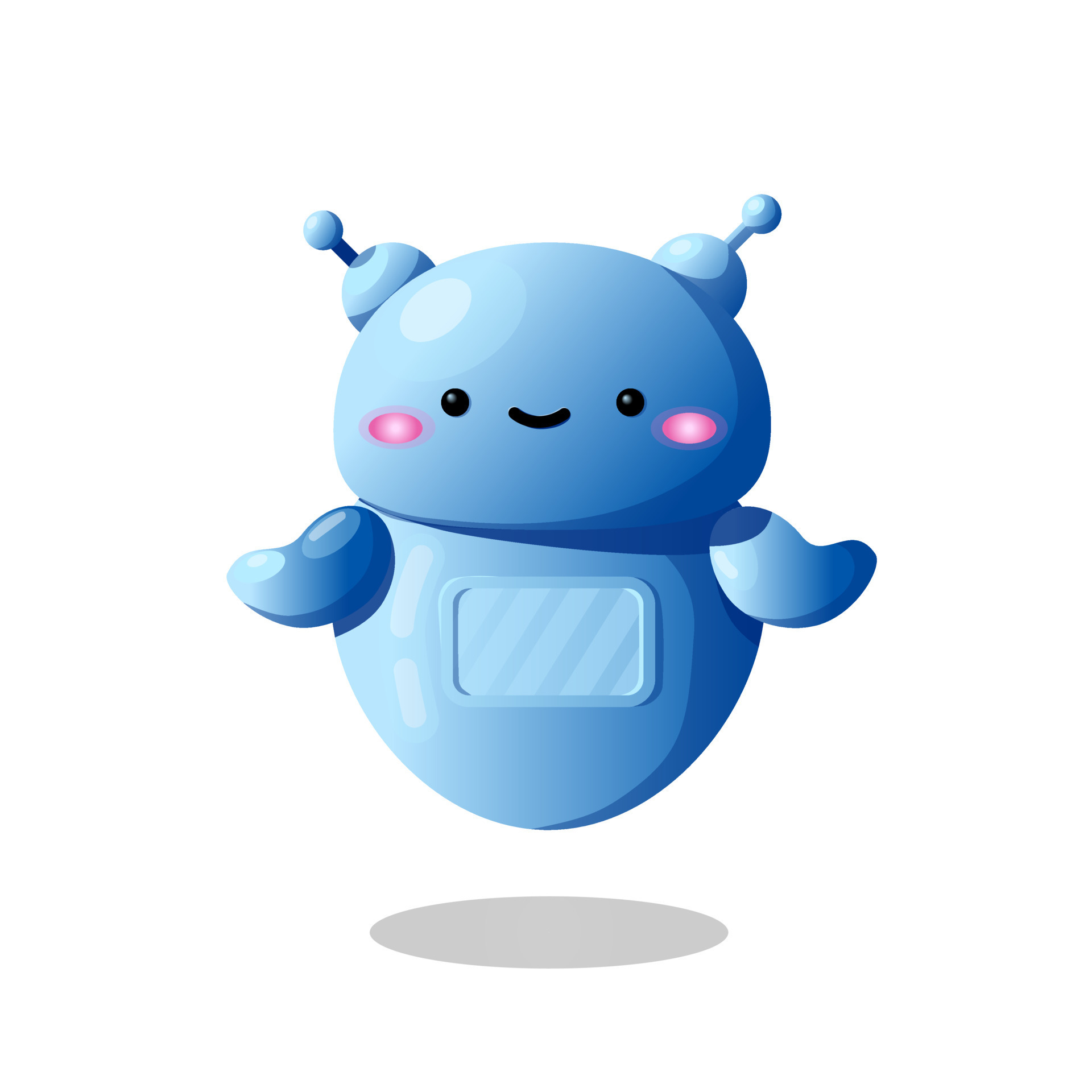 Cute vector character. Blue futuristic robot. Assistant for