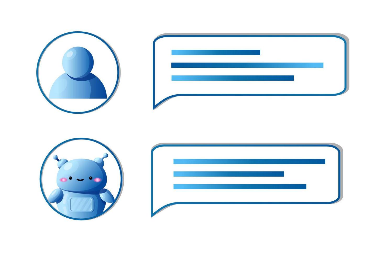 Chatbot bubble text illustration. Online message chat in internet. Artificical intelligence robot. Virtual assistant vector