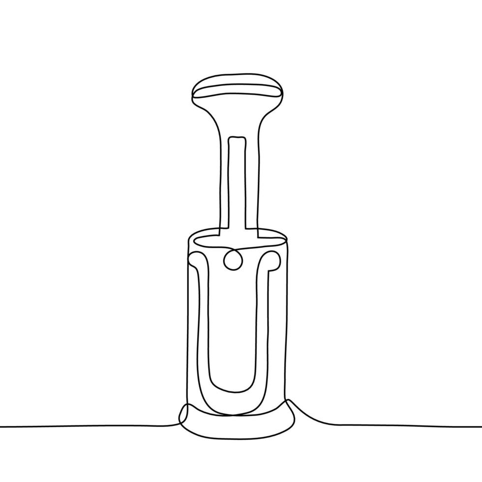 Automatic spray disinfection. A mobile robot for cleaning air and space by means of interval spraying of a disinfectant. One continuous line drawing of a new generation disinfector vector